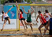 Deutsch: Beachhandball Weltmeisterschaften 2022; Tag 4: 24. Juli 2022 – Frauen, Halbfinale, Niederlande-Deutschland 0:2 (14:23, 14:26) English: 2022 Beach handball World Championships; Day 4: 24 July – Women Main Round – Netherlands-Germany 0:2 (14:23, 14:26)