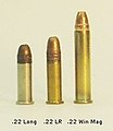 Comparación de cartuchos .22 Long, .22 Long Rifle y .22 Winchester Magnum