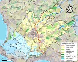 Carte des infrastructures et de l'occupation des sols de la commune en 2018 (CLC).