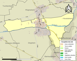 Carte en couleurs présentant l'occupation des sols.