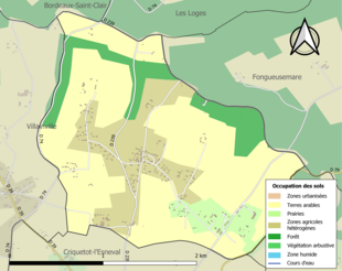 Kolorowa mapa przedstawiająca użytkowanie gruntów.