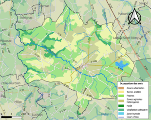 Barevná mapa znázorňující využití půdy.