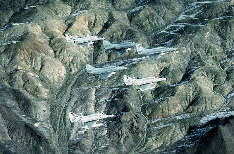 File:A-4Fs VMA-133 in flight near NAS Fallon 1982.JPEG