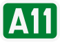 A11 motorway shield}}