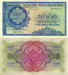 Un billet de 1 000 Schilling des forces alliées (série 1944).