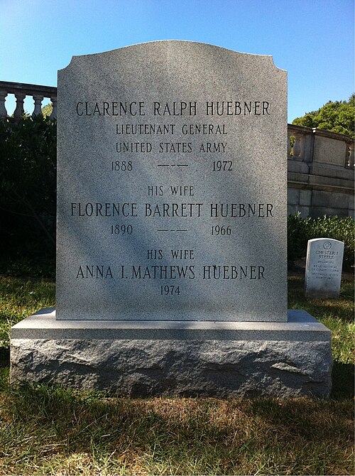 The grave of Lieutenant General Clarence R. Huebner at Arlington National Cemetery.