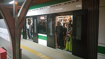 Police officer on a light rail train