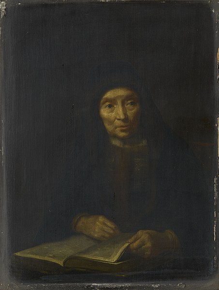 File:Abraham van Dyck (Amsterdam c. 1635-Amsterdam 1672) - An Old Woman with a Book Open before her - RCIN 406375 - Royal Collection.jpg