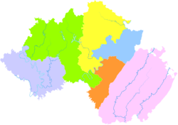 Il distretto di Guang'an è la divisione più settentrionale su questa mappa della città di Guang'an