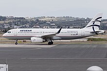 An Aegean Airlines Airbus A320-200 with sharklets