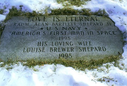 Shepard's memorial stone in Derry, New Hampshire. His ashes were scattered at sea.