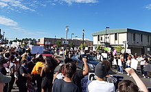 Protesters line Ellsworth Street in downtown Albany, Oregon on June 2 AlbanyORGeorgeFloydProtest.jpg