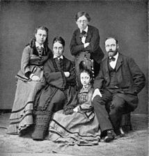 Familjen Albert Bonnier med Eva i mitten, troligen 1860-tal.