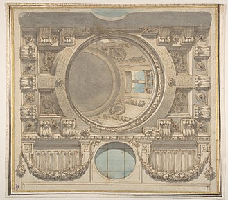 Architectural design for a ceiling with a dome by Flaminio Innocenzo Minozzi Architectural Design for a Ceiling with a Dome MET DP810616.jpg