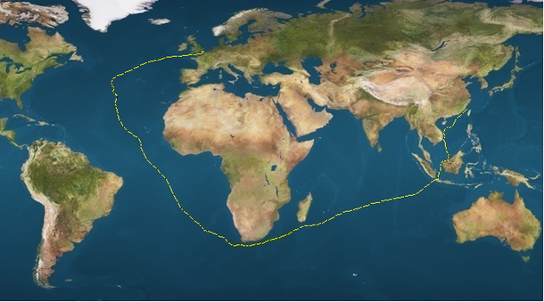 La ruta de Ariel en 1866