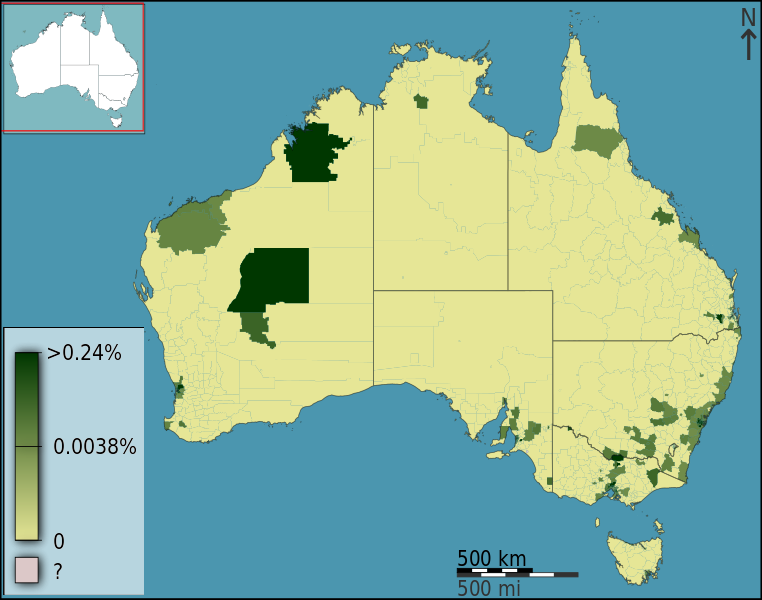 File:Australian Census 2011 demographic map - Australia by SLA - BCP field 1584 Iraq Total.svg