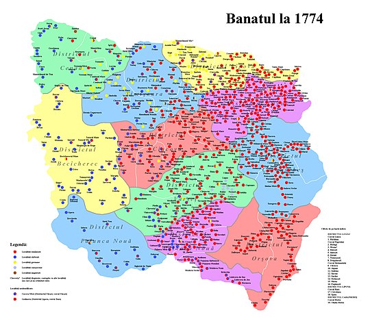 Ethnic map of Banat in 1774