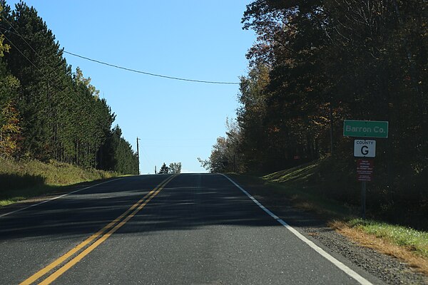 The county sign for Barron County on County G