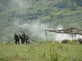 Romanian soldiers moving a AG-9 recoilles rifle (licensed built SPG-9) during a military exercise of the 191th Infantry Battalion.