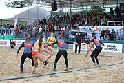 Deutsch: Beachhandball Europameisterschaften 2019 (Beach handball Euro); Tag 5: 6. Juli 2019 – Frauen, Platzierungsspiel für die Ränge 9–12, Deutschland-Polen 2:1 (22:23, 19:16, 7:6) English: Beach handball Euro; Day 5: 6 July 2019 – Placement Match/Cross Match for rank 9–12 Women – Germany-Poland 2:1 (22:23, 19:16, 7:6)