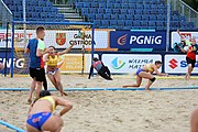 Deutsch: Beachhandball Europameisterschaften 2019 (Beach handball Euro); Tag 3: 4. Juli 2019 – Frauen, Hauptrunde Gruppe II, Deutschland-Spanien 1:2 (18:24, 24:14, 8:9) English: Beach handball Euro; Day 3: 4 July 2019 – Women Main Round Group II – Germany-Spain 1:2 (18:24, 24:14, 8:9)