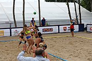 Deutsch: Beachhandball Europameisterschaften 2019 (Beach handball Euro); Tag 3: 4. Juli 2019 – Frauen, Hauptrunde Gruppe II, Ukraine-Italien 2:0 (20:16, 20:16) English: Beach handball Euro; Day 3: 4 July 2019 – Women Main Round Group II – Ukraine-Italy 2:0 (20:16, 20:16)