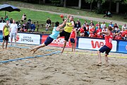 Deutsch: Beachhandball Europameisterschaften 2019 (Beach handball Euro); Tag 1: 2. Juli 2019 – Männer, Vorrunde Gruppe A, Deutschland-Norwegen 2:0 (22:14, 22:20) English: Beach handball Euro; Day 1: 2 July 2019 – Men Preliminary Round Group A – Germany-Norway 2:0 (22:14, 22:20)