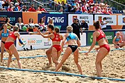 Deutsch: Beachhandball Europameisterschaften 2019 (Beach handball Euro); Tag 5: 6. Juli 2019 – Frauen, Halbfinale, Kroatien-Dänemark 1:2 (12:19, 17:10, 4:7) English: Beach handball Euro; Day 5: 6 July 2019 – Semifinal Men – Croatia-Denmark 1:2 (12:19, 17:10, 4:7)