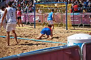 Deutsch: Beachhandball bei den Olympischen Jugendspielen 2018 in Buenos Aires; Tag 7, 13. Oktober 2018; Jungen, Halbfinale – Spanien-Kroatien 2:1 English: Beach handball at the 2018 Summer Youth Olympics in Buenos Aires at 13 October 2018 – Boys Semifinal – Spain-Croatia 2:1 Español: Handball de playa en los Juegos Olimpicos de la Juventud Buenos Aires 2018 en 13 de octubre de 2018 – Semifinales de chicos - España-Croacia 2:1