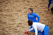 Deutsch: Beachhandball bei den Olympischen Jugendspielen 2018; Tag 6, 12. Oktober 2018; Mädchen, Platzierungsrundenspiel – Russland-Venezuela 2:0 English: Beach handball at the 2018 Summer Youth Olympics at 12 October 2018 – Girl's Consolation Round – Russland-Venezuela 2:0