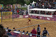 Deutsch: Beachhandball bei den Olympischen Jugendspielen 2018; Tag 6, 12. Oktober 2018; Mädchen, Hauptrundenspiel – Chinese Taipei (Taiwan)-Argentinien 1:2 English: Beach handball at the 2018 Summer Youth Olympics at 12 October 2018 – Girls Main Round – Chinese Taipei (Taiwan)-Argentina 1:2