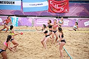 Deutsch: Beachhandball bei den Olympischen Jugendspielen 2018; Tag 6, 12. Oktober 2018; Mädchen, Hauptrundenspiel – Chinesisch Taipei (Taiwan)-Paraguay 0:2 English: Beach handball at the 2018 Summer Youth Olympics at 12 October 2018 – Girls Main Round – Chinese Taipei (Taiwan)-Paraguay 0:2