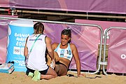 Deutsch: Beachhandball bei den Olympischen Jugendspielen 2018; Tag 3, 9. Oktober 2018; Jungs, Vorrunde, Gruppe B - Argentinien-Hongkong 2:0 English: Beach handball at the 2018 Summer Youth Olympics at 9 October 2018 – Girls Preliminary Round Group B – Argentina-Hing Kong 2:0