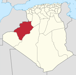 Map of Algeria highlighting Béchar