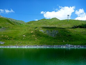 The Brüggerhorn seen from the Hintere Hütte reservoir