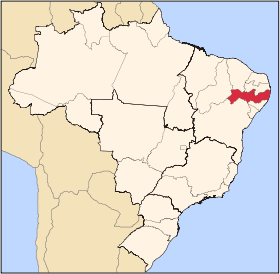 페르남부쿠 주가 강조된 브라질 지도