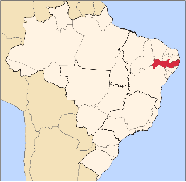 Ligging van Pernambuco in Brasilië