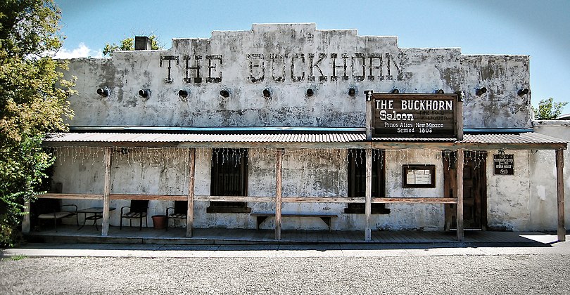The Buckhorn Saloon in Pinos Altos, New Mexico. Built in c.1860.