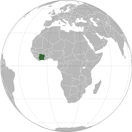 Côte d'Ivoire (orthographic projection)