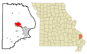 Cape Girardeau County Missouri Incorporated and Unincorporated areas Jackson Highlighted.svg