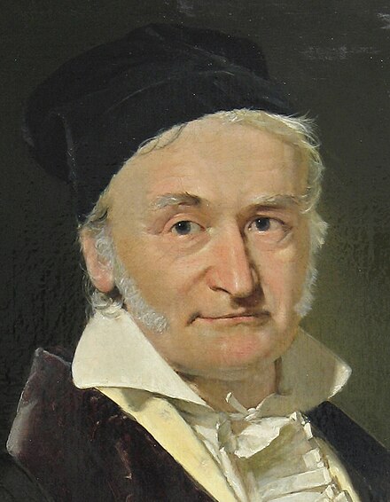 Carl Friedrich Gauss (1777-1855) par Gottlieb Biermann (de) en 1887, d'après un portrait par Christian Albrecht Jensen en 1840