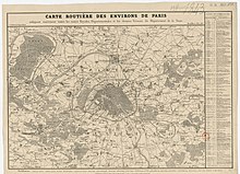 1843 (Kaeppelin, Carte routière des environs de Paris: indiquant exactement toutes les routes royales, départementales, et les chemins vicinaux du département de la Seine)