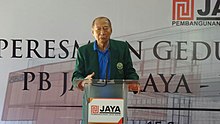 Chairman of Jaya Raya Foundation, Ciputra in the inauguration of the PB Jaya Raya Sports Building (2016).jpg