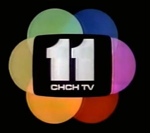 CHCH-TV logo used from the introduction of colour television in 1966 until 1987 (a variant of this design with all-blue colouration was used until 1990).