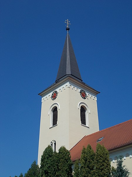 File:Church tower, Sársziget Street, 2020 Sárvár.jpg