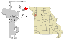 Clay County Missouri Incorporated and Unincorporated areas Excelsior Springs Highlighted.svg