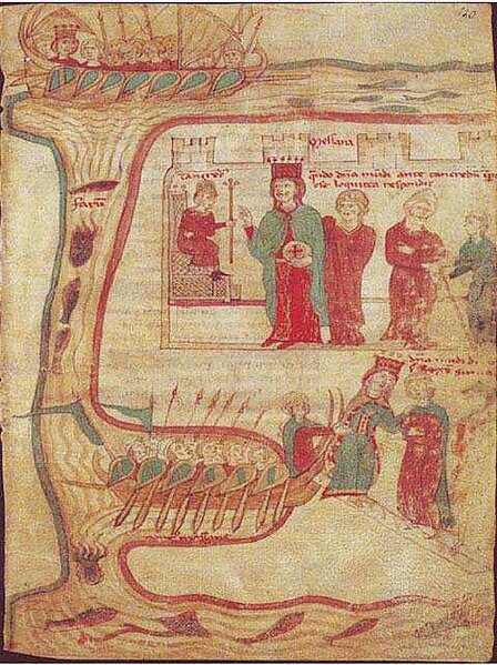 Constance imprisoned, from Liber ad honorem Augusti.