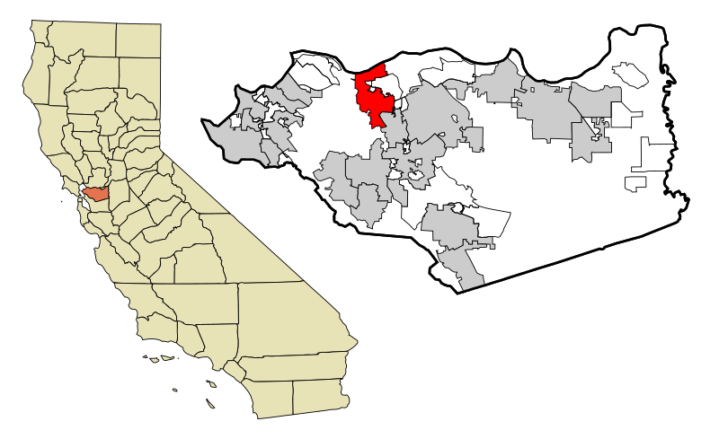 صورة:Contra Costa County California Incorporated and Unincorporated areas Martinez Highlighted.svg