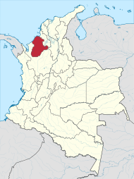 Pozicija departmana na karti Kolumbije