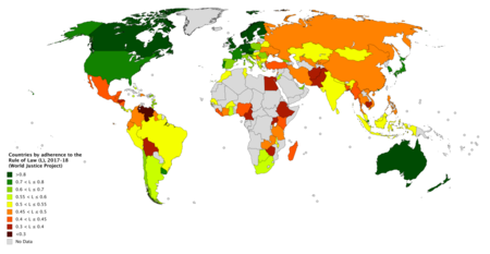 Countries by adherence to the Rule of Law according to the 2017-18 World Justice Project report Countries by adherence to the Rule of Law (2017-18).png